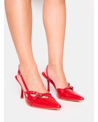 Public Desire - Smooch Red Buckle Detail Slingback Mid Heel Court Shoe - Lyst
