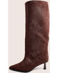 Public Desire - Lola Brown Kitten Heel Knee High Boots - Lyst