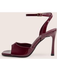 Public Desire - June Burgundy Ankle Strap Peep Toe Heels - Lyst