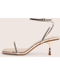 Public Desire - Natalya Silver Barely There Square Toe Stiletto Mid Heels - Lyst