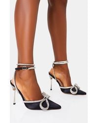 Public Desire - Midnight Black Glitter Wrap Around Diamante Bow Pointed Toe High Heel - Lyst
