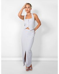 Public Desire - Kaiia Split Front Maxi Skirt Co-ord In Grey - Lyst