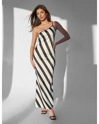 Public Desire - Kaiia One Shoulder Maxi Dress Monochrome Stripe - Lyst