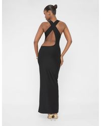 Public Desire - Cross Over Back Detail Luxe Slinky Maxi Dress Black - Lyst