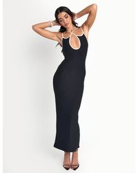 Public Desire - Cross Strap Contrast Trim Maxi Dress Black - Lyst