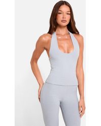 Public Desire - Halterneck Luxe Slinky Top Grey Marl - Lyst