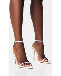 Public Desire - Legacy White Barely There Pointed Toe Gold Stiletto Heels - Lyst