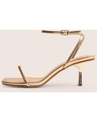 Public Desire - Natalya Gold Barely There Square Toe Stiletto Mid Heels - Lyst