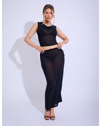 Public Desire - Fine Knit Maxi Skirt Co-ord Black - Lyst