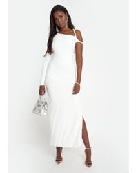 Public Desire - Twist Strap Asymmetric Luxe Slinky Maxi Dress White - Lyst