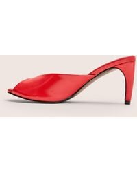 Public Desire - Stessy Red Peep Toe Curved Mid Heels - Lyst