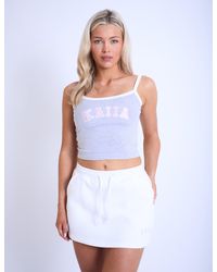 Public Desire - Kaiia Contrast Trim Cami Vest Top Grey Marl & Pink - Lyst