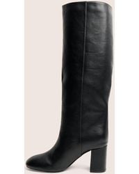 Public Desire - Maison Black Pu Knee High Block Heeled Boots - Lyst