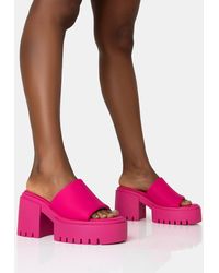 Public Desire - Sabeena Pink Chunky Mule Round Toe Mid Heel Sandals - Lyst