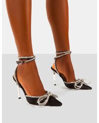 Public Desire - Midnight Black Glitter Wrap Around Diamante Bow Pointed Toe High Heel - Lyst