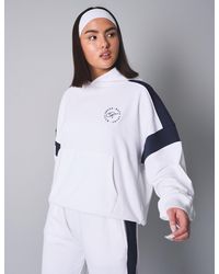 Public Desire - Kaiia Sport Contrast Panel Oversized Hoodie White With Navy - Lyst