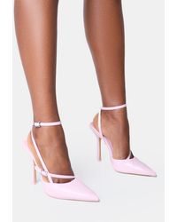 Public Desire - Idol Pink Patent Buckle Strappy Detail Stiletto Pointed Toe Court High Heels - Lyst