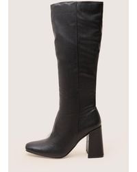Public Desire - Apology Black Pu Knee High Block Heel Boots - Lyst