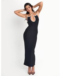 Public Desire - Cross Strap Contrast Trim Maxi Dress Black - Lyst
