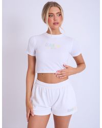 Public Desire - Kaiia Design Bubble Logo Baby Tee Off White & Rainbow - Lyst