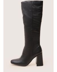 Public Desire - Apology Black Pu Knee High Block Heel Boots - Lyst