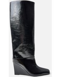 Public Desire - Helena Black Wedge Pointed Knee High Boots - Lyst