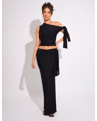 Public Desire - Knot Detail Luxe Slinky Maxi Skirt Black - Lyst
