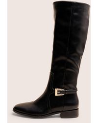 Public Desire - Mackie Black Pu Buckle Detail Knee High Riding Boot - Lyst