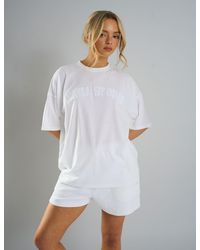 Public Desire - Kaiia Studio Distressed Applique Oversized T-shirt White - Lyst