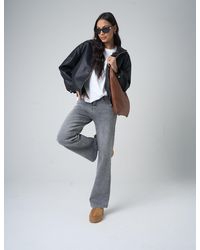 Public Desire - Wide Leg High Rise Denim Jeans Grey - Lyst