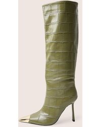 Public Desire - Radiate Green Croc Knee High Boot - Lyst