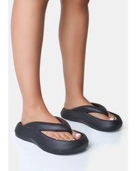 Public Desire - Guilty Black Chunky Toe Post Slider Sandals - Lyst