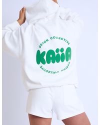 Public Desire - Kaiia Design Bubble Logo Oversized Hoodie Off White & Green - Lyst