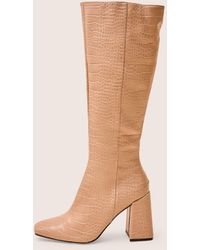 Public Desire - Apology Nude Patent Croc Knee High Block Heel Boots - Lyst