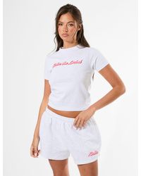 Public Desire - Kaiia The Label Bubble Graphic Baby Tee Light Grey Marl & Baby Pink - Lyst