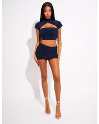 Public Desire - Slinky Mini Skirt Co Ord Navy - Lyst