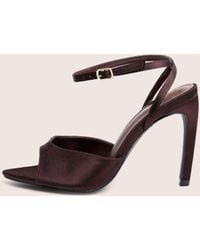 Public Desire - Caught On Chocolate Satin Peep Toe Curved High Heels - Lyst
