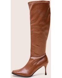 Public Desire - Scorpion Chocolate Mid Heel Sock Knee High Boots - Lyst
