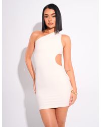 Public Desire - Cut Out Detail Tie Back Luxe Slinky Mini Dress Cream - Lyst