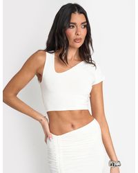 Public Desire - Slinky Low Neck Co Ord Top White - Lyst