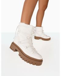 Public Desire - Snowy White Lace Up Chunky Sole Snow Ankle Boots - Lyst