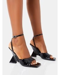 Public Desire - Twin Flame Black Patent Wrap Around Barely There Inverted Wedged Square Toe High Heels - Lyst