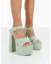 Public Desire - Content Mint Towelling Chunky Platform Sandal High Heels - Lyst