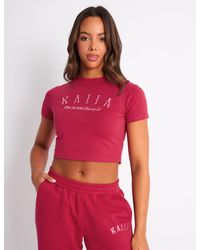 Public Desire - Kaiia Logo Baby Tee Cranberry & Pink - Lyst