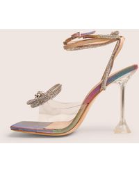 Public Desire - Glimmer Multi Holographic Wrap Around Diamante Bow Square Toe Heels - Lyst