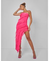 Public Desire - Frill Detail Asymmetric Midaxi Dress Pink - Lyst