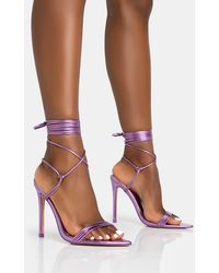 Public Desire - Merlot Metallic Lilac Lace Up Wrap Around Pointed Toe Stiletto Heel - Lyst