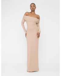 Public Desire - Bardot Luxe Slinky Maxi Dress Latte - Lyst