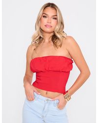 Public Desire - Ruffle Bandeau Top Co Ord Red - Lyst