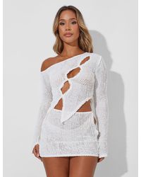 Public Desire - Textured Knit Cut Out Mini Skirt Co Ord White - Lyst